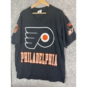 Vintage Philadelphia Flyers Tshirt Mens XL All Over Print NHL Pro Player Hockey